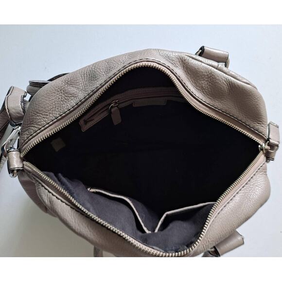 Calvin Klein Bag Women Taupe Leather Hobo Shoulder Strap Silver Hardware Taupe - Picture 13 of 16